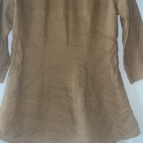 Westbound 100% Linen Fitted Button Down Shirt Light Brown Stand Collar size 6 - Picture 7 of 12